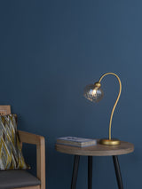 Next Dar Lighting Satin Gold & Champagne Ribbed Glass Cognac Table Lamp- Buy online at McGrocer