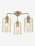 Dar Lighting semi flush ceiling light with satin gold and amber glass (British brand)