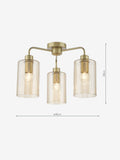 Dar Lighting semi flush ceiling light with satin gold and amber glass (British brand)