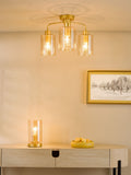 Dar Lighting semi flush ceiling light with satin gold and amber glass (British brand)