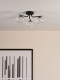 Dar Lighting Ede semi-flush ceiling light black glass 41cm (British brand)