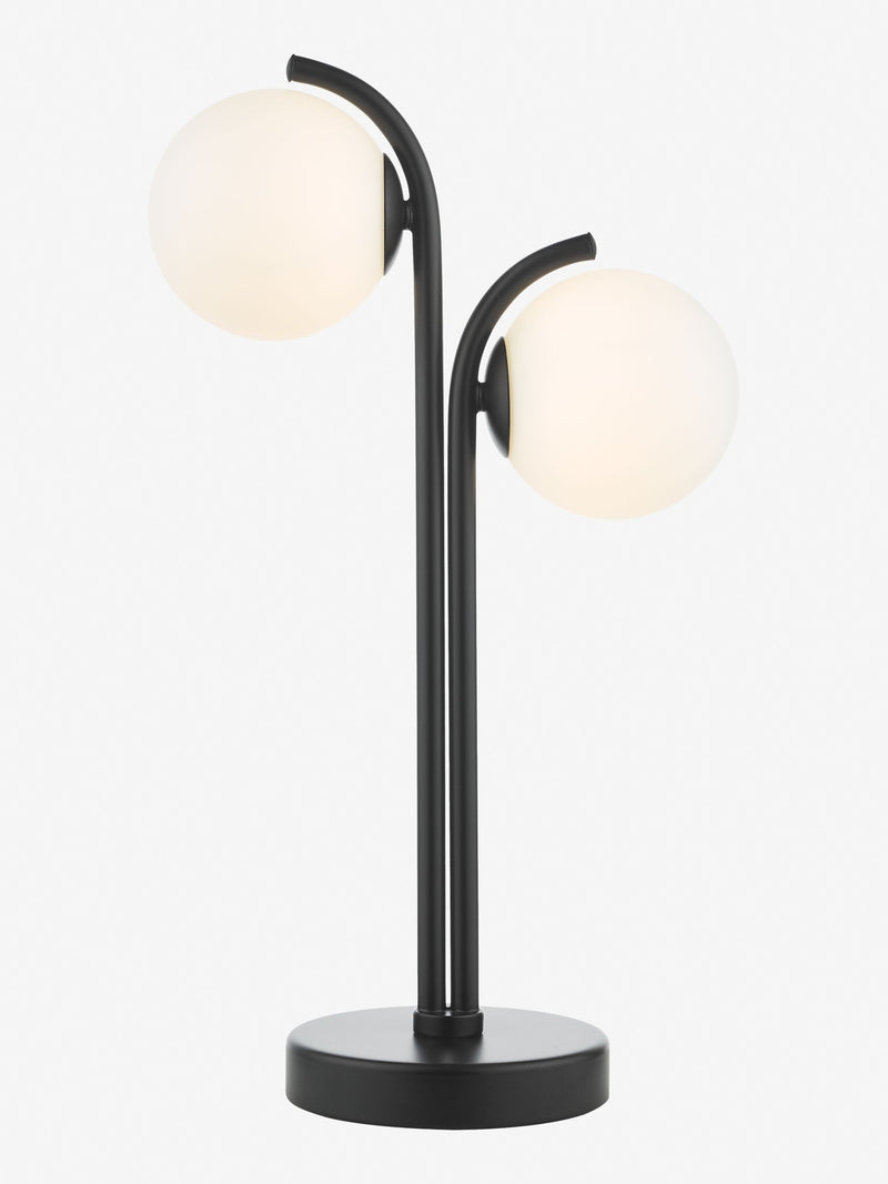 Dar Lighting matt black opal glass lamp 42cm, imported from the UK