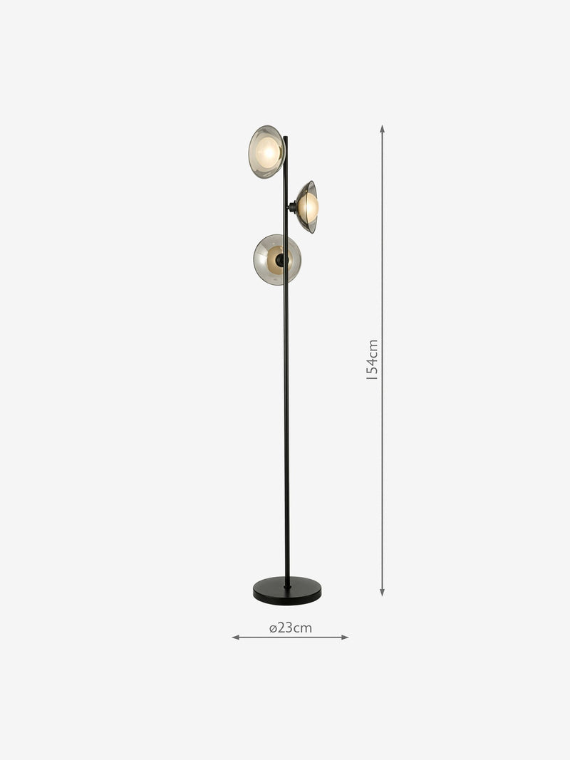 Dar Lighting Kadience floor lamp, satin black, imported from the UK