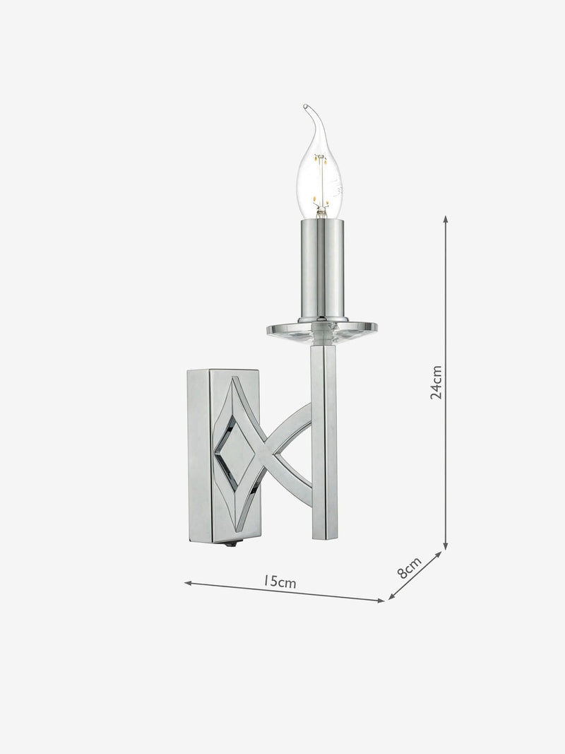 Dar Lighting Lyon wall light polished chrome crystal 24cm, UK version