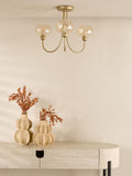 Dar Lighting Cognac ceiling light satin gold champagne ribbed glass, UK version