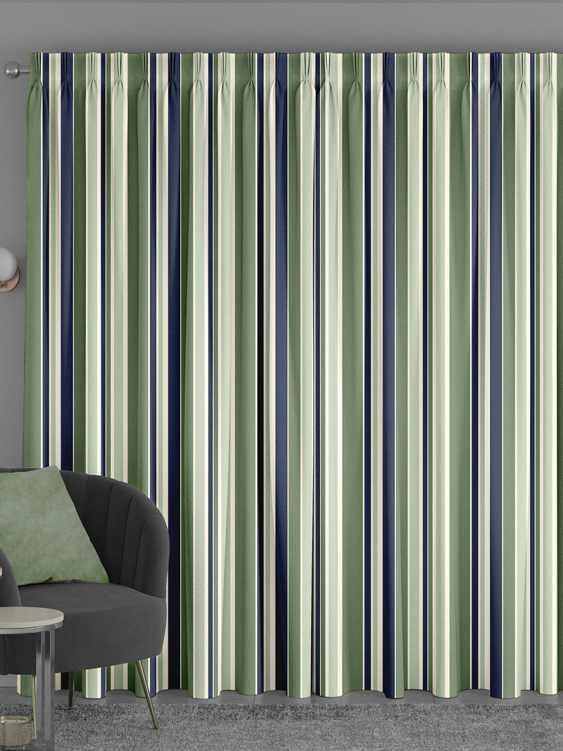 Green Huddson striped cotton curtains made to measure, UK version