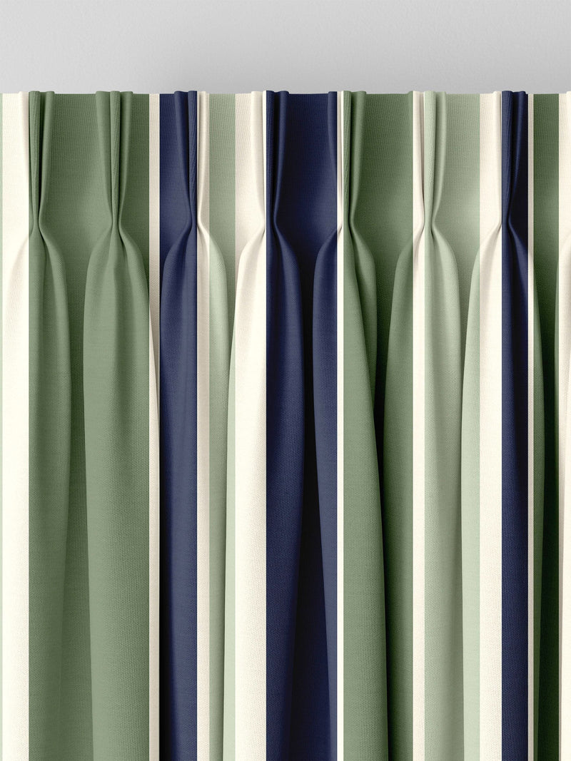 Green Huddson striped cotton curtains made to measure, UK version