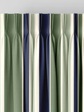 Green Huddson striped cotton curtains made to measure, UK version