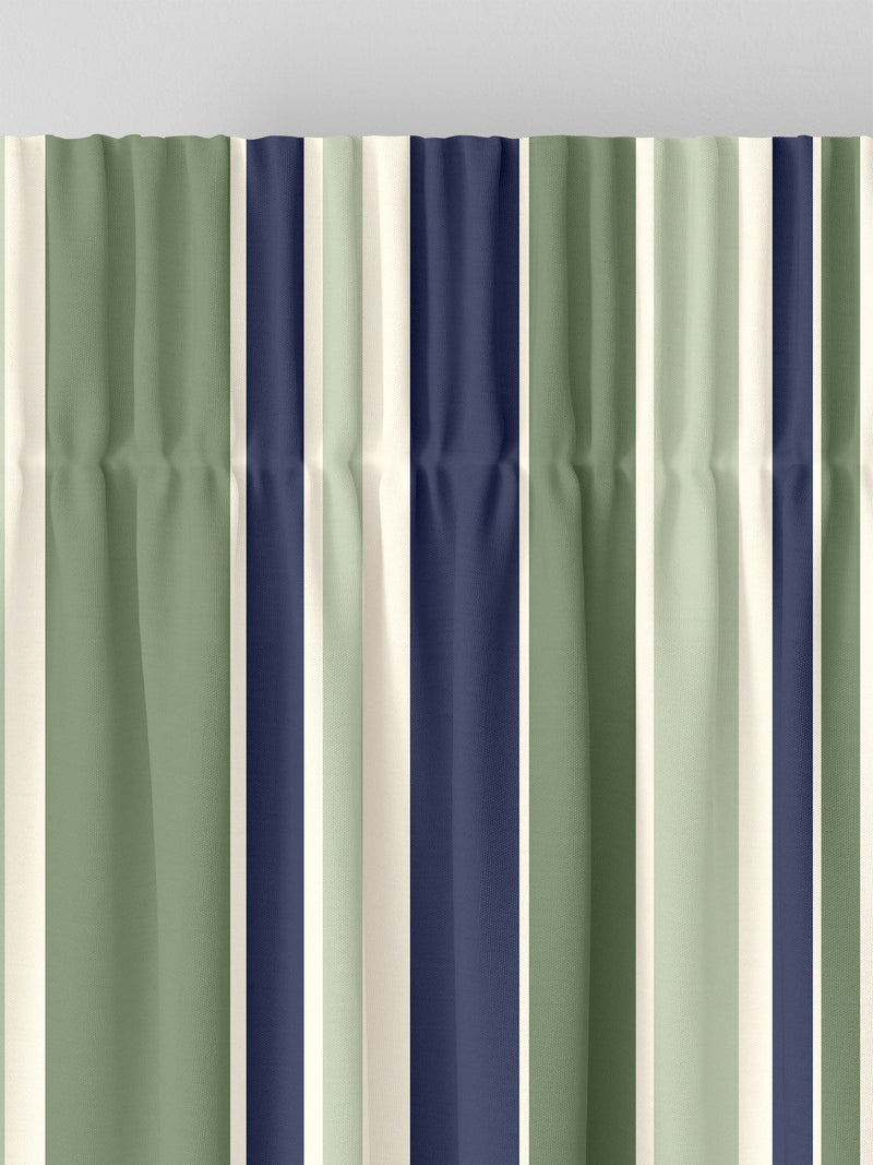 Green Huddson striped cotton curtains made to measure, UK version