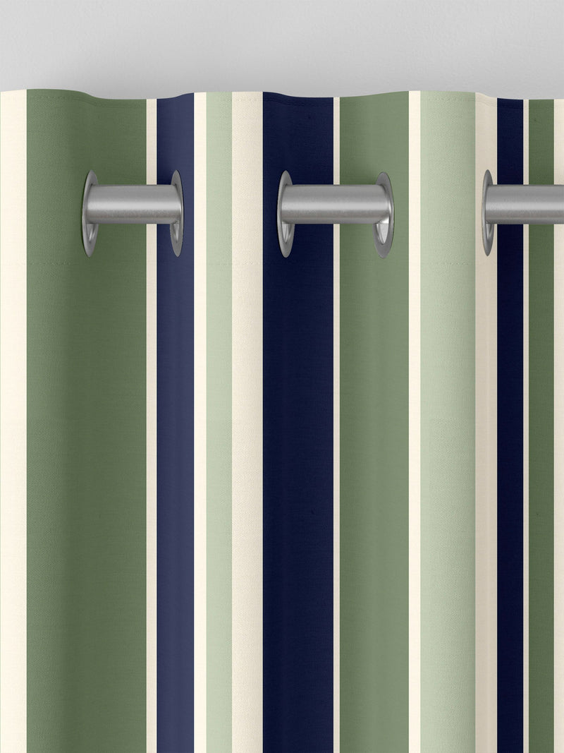 Green Huddson striped cotton curtains made to measure, UK version