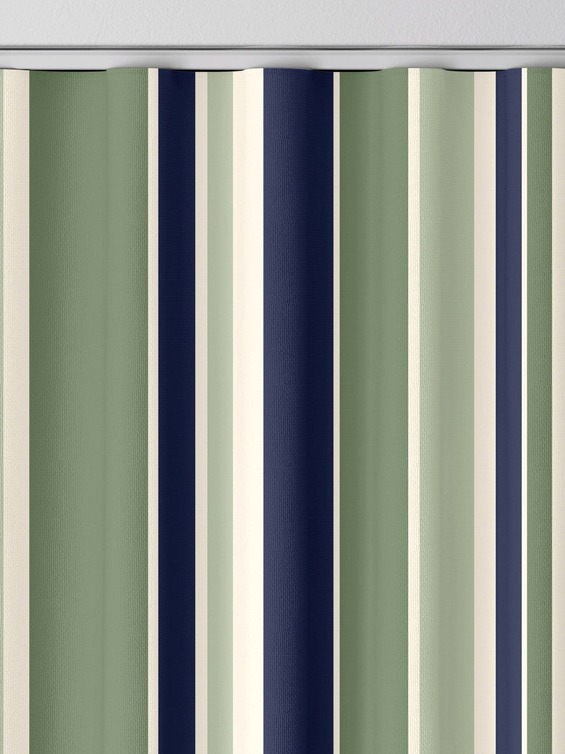 Green Huddson striped cotton curtains made to measure, UK version