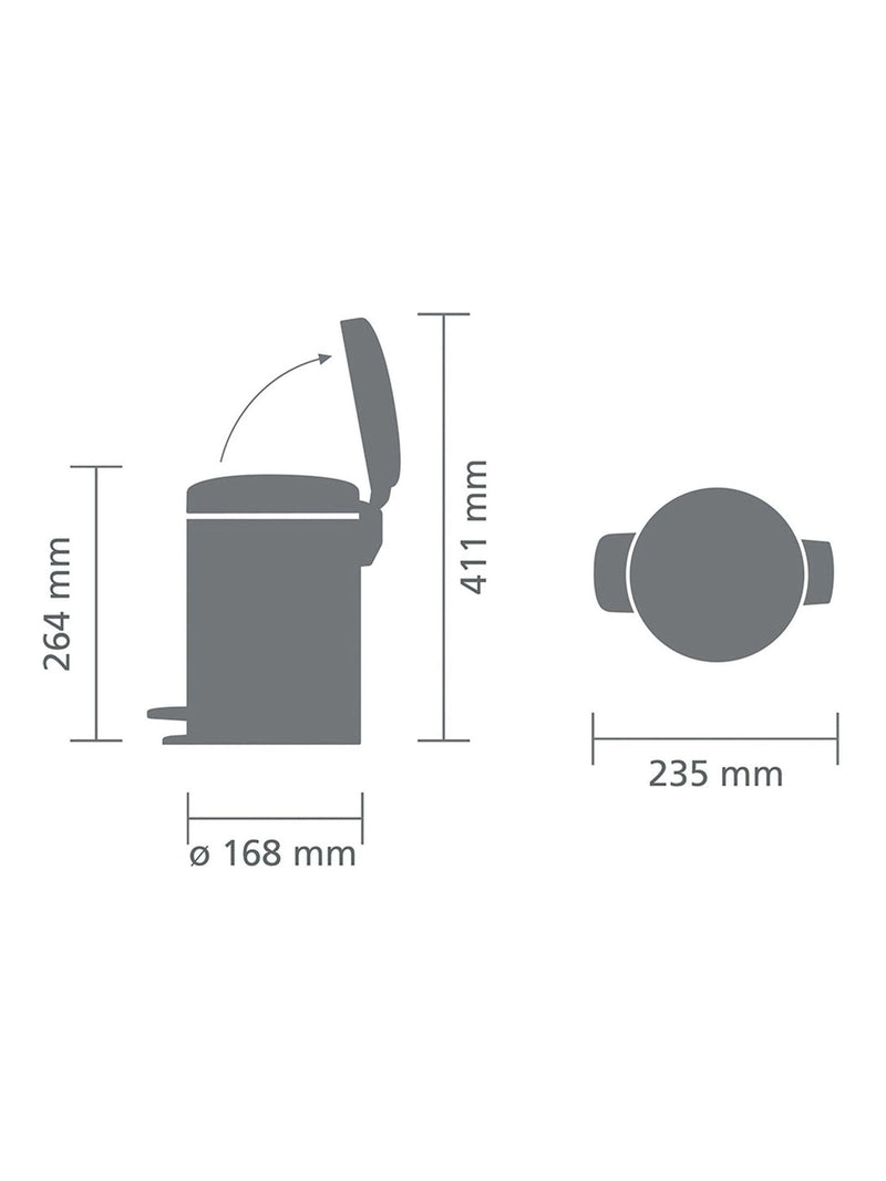 Brabantia Silver NewIcon pedal bin 3L - British product