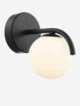 Next Dar Lighting Orlena Wall Light, Matt Black & Opal Glass- Buy online at McGrocer