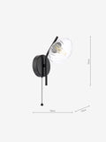 Dar Lighting Ede wall light matt black glass 21cm, imported from the UK