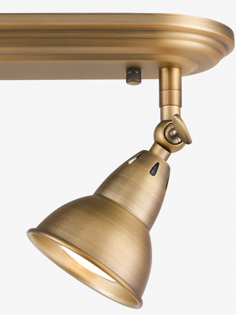 Dar Lighting aged brass Nathaniel 2-light ceiling spotlight (British brand)