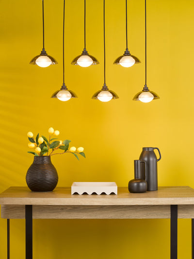 Next Dar Lighting Kadience 6-Light Bar Pendant Ceiling Light in Satin Black and Smoked Glass- Buy online at McGrocer