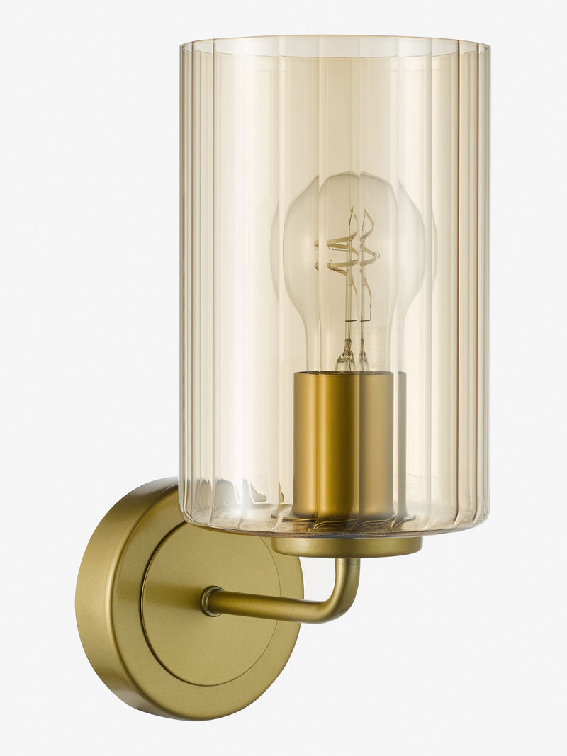 Dar Lighting Daylin wall light satin gold amber glass (British brand)