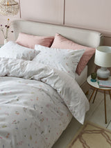 White Petal 100% Cotton Printed Duvet Cover and Pillowcase Set