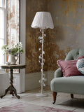 Shabby Chic white distressed floral floor lamp, imported from the UK