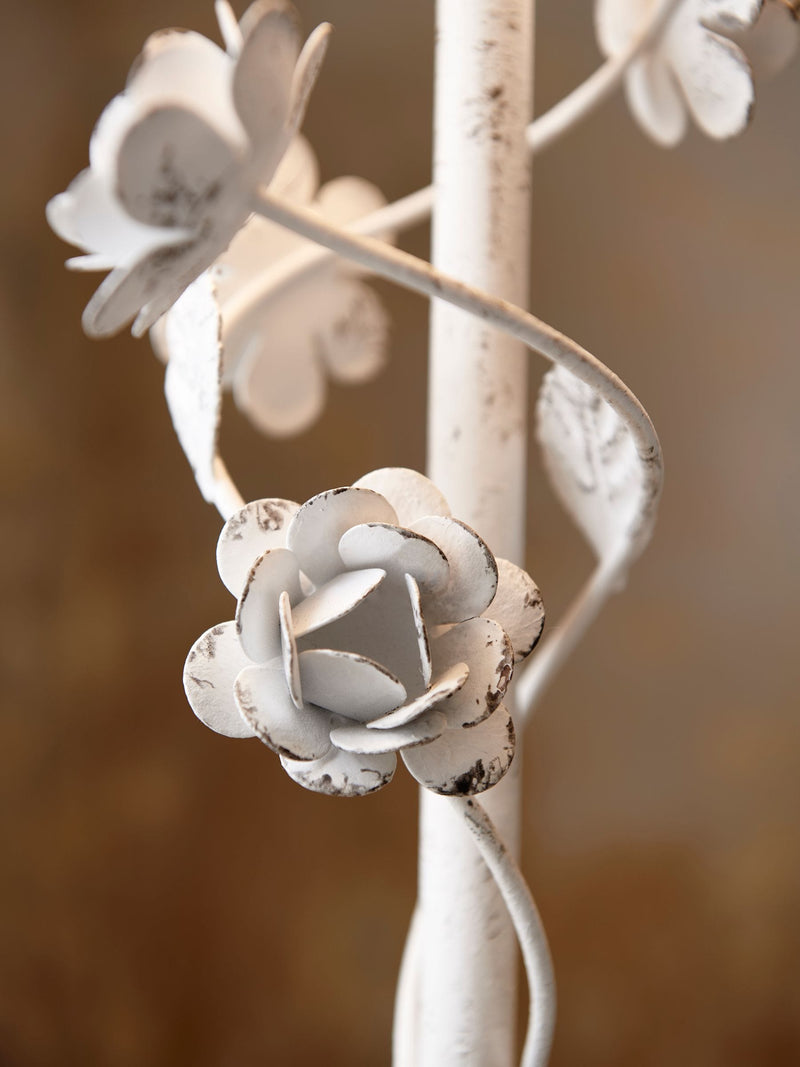 Shabby Chic white distressed floral floor lamp, imported from the UK