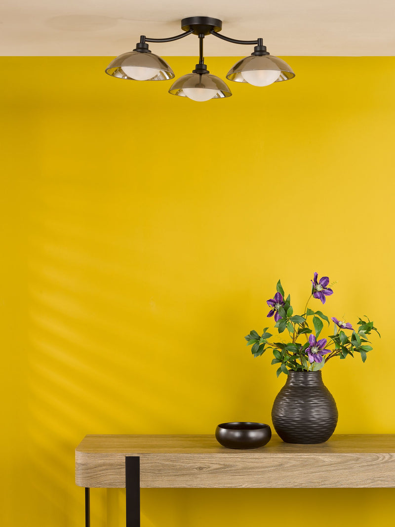 Dar Lighting Kadience 3 light semi flush ceiling light (British brand)