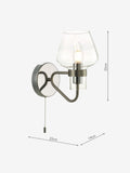 Dar Lighting Keta wall light satin chrome glass, UK version