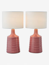 Next Dar Lighting Inci Pink Ceramic Table Lamp Twin Pack 34cm- Buy online at McGrocer