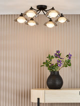 Next Dar Lighting Kadience Satin Black & Smoked Glass 6 Light Semi Flush Ceiling Light- Buy online at McGrocer