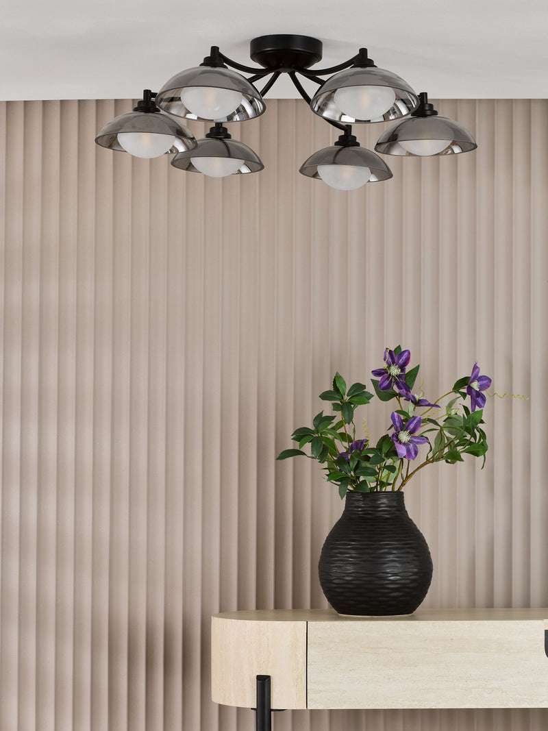 Dar Lighting Kadience 6 light semi flush ceiling light, imported from the UK