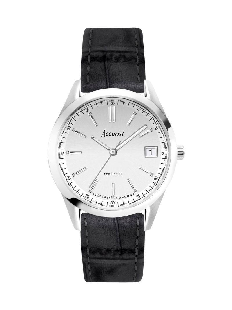 Accurist Analogue Watch Black Leather Strap - British product