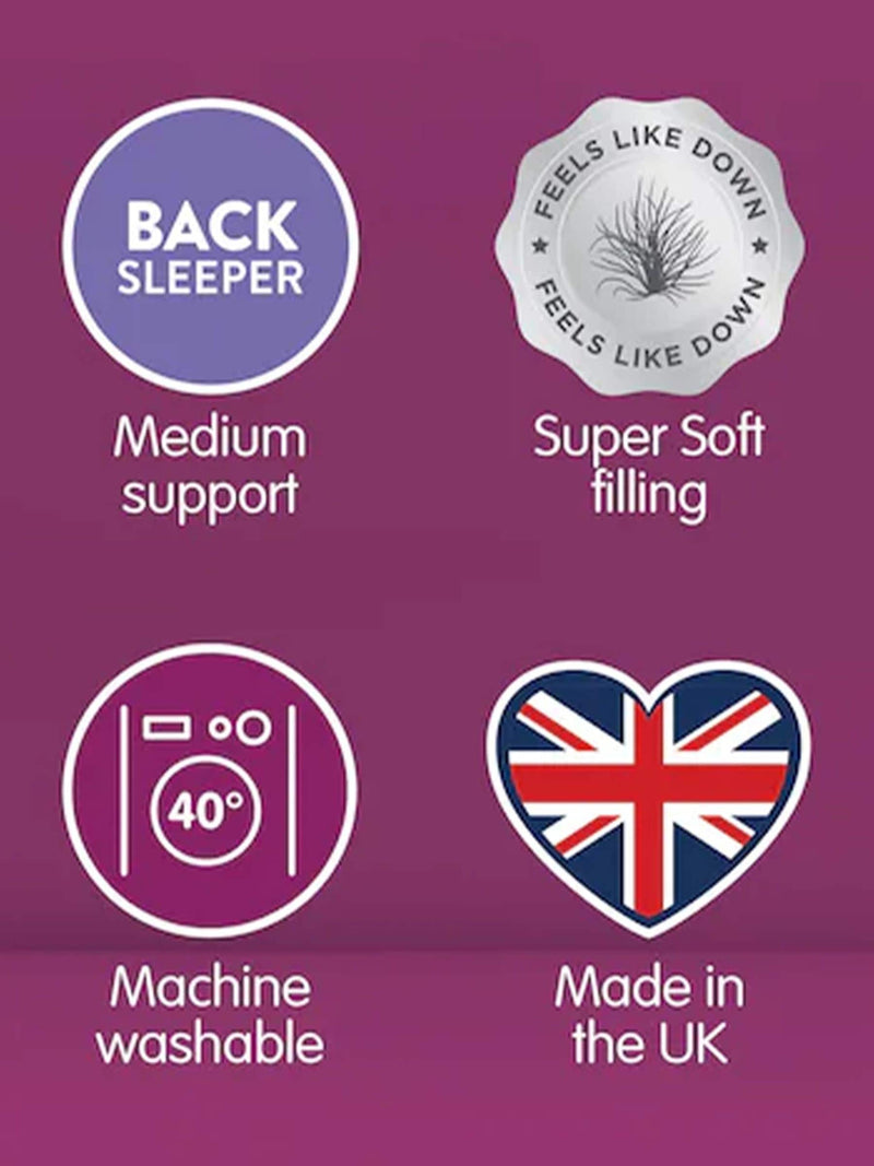 Slumberdown medium back sleeper pillows set of 2 white (British brand)