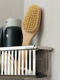 Robert Welch Silver Burford corner shower basket, imported from the UK
