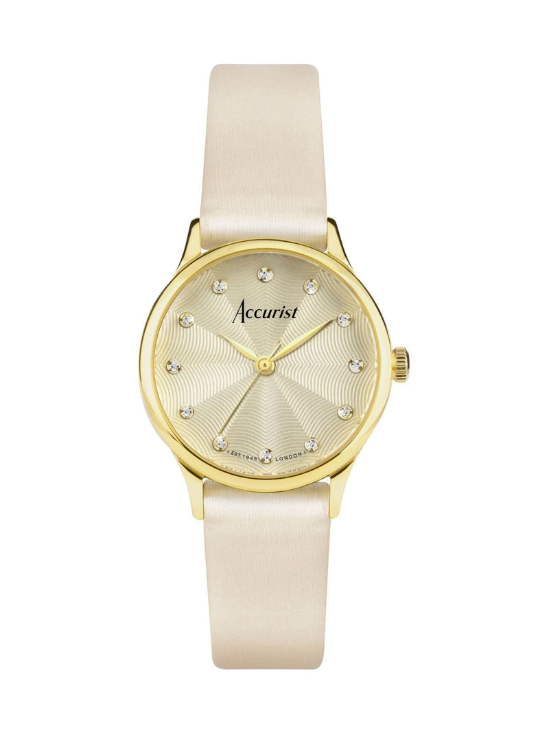 Accurist cream dress leather strap 28mm watch - British product