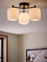 Next Ryker White/Black 3 Light Flush Ceiling Light Fitting- Buy online at McGrocer