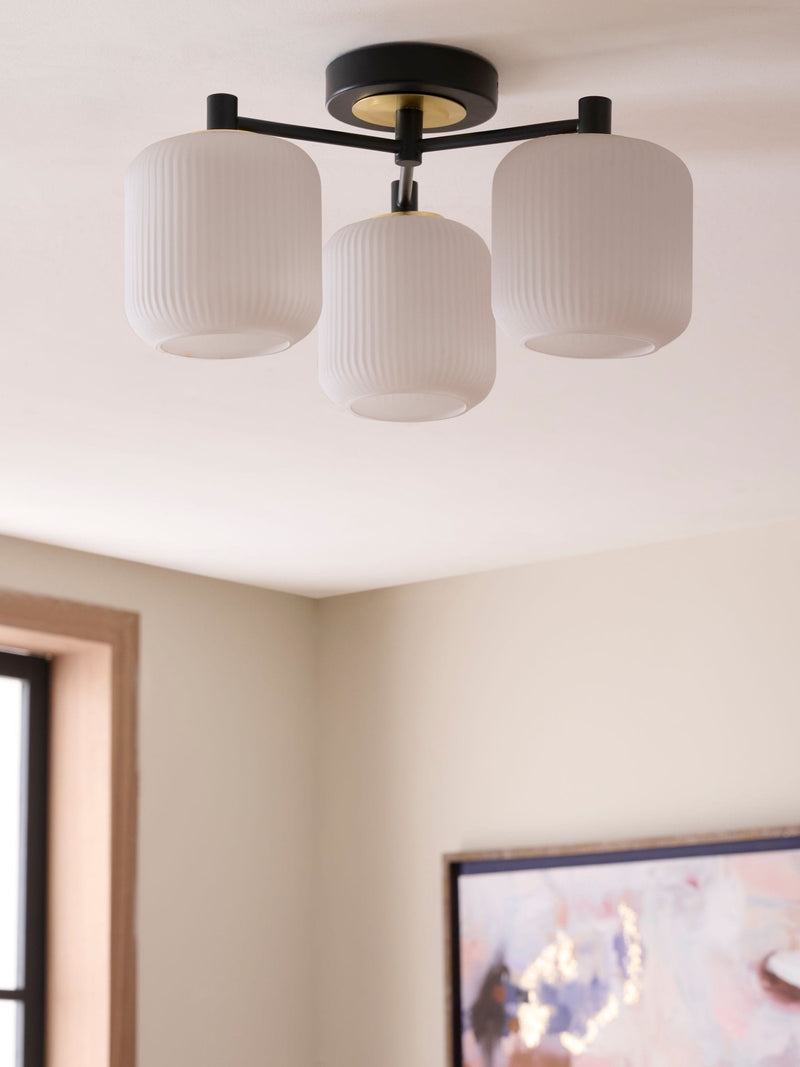 Ryker ceiling light white/black finish 42cm diameter, imported from the UK