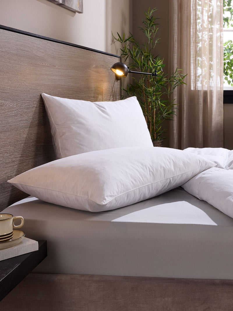 Snuggledown medium support pillow with cotton cover, imported from the UK