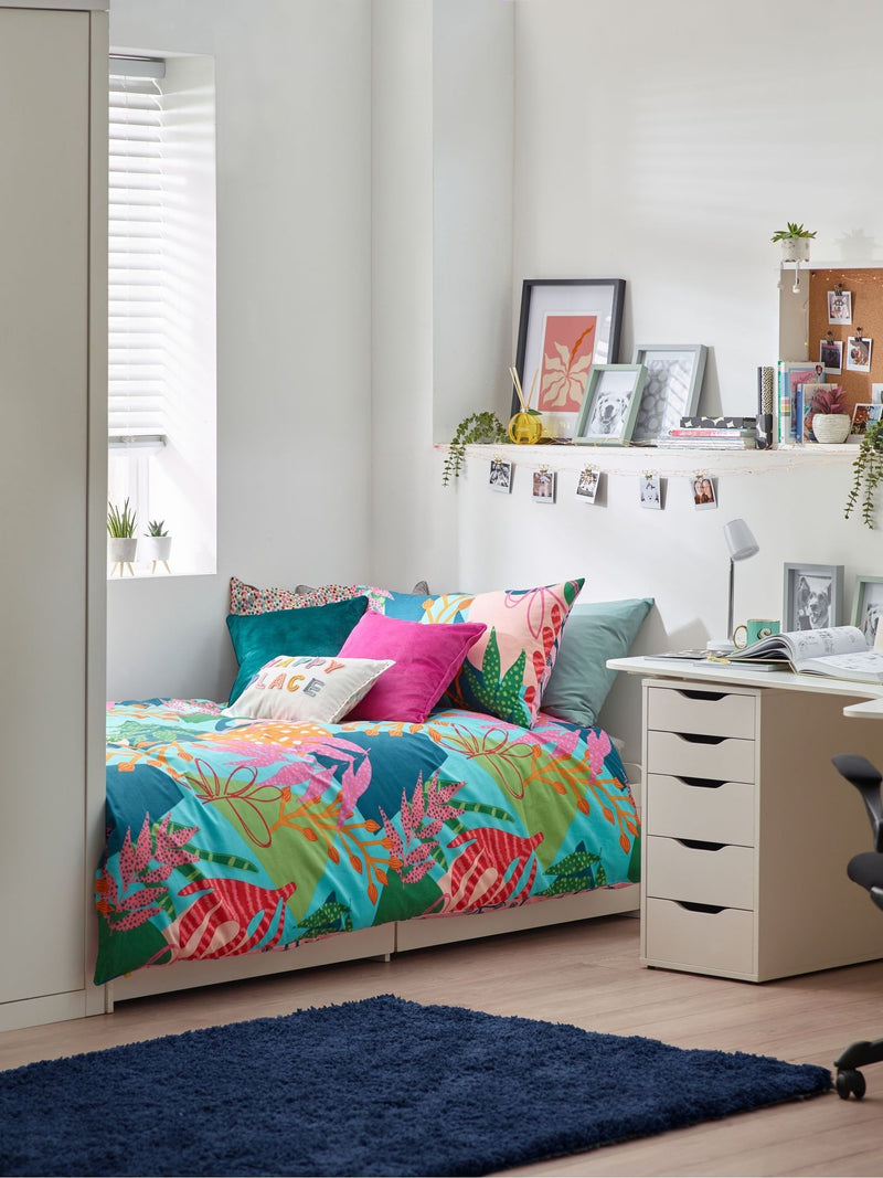 Furn Coralina reversible tropical duvet cover and pillowcase set - British product