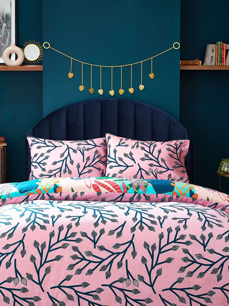 Furn Coralina reversible tropical duvet cover and pillowcase set - British product
