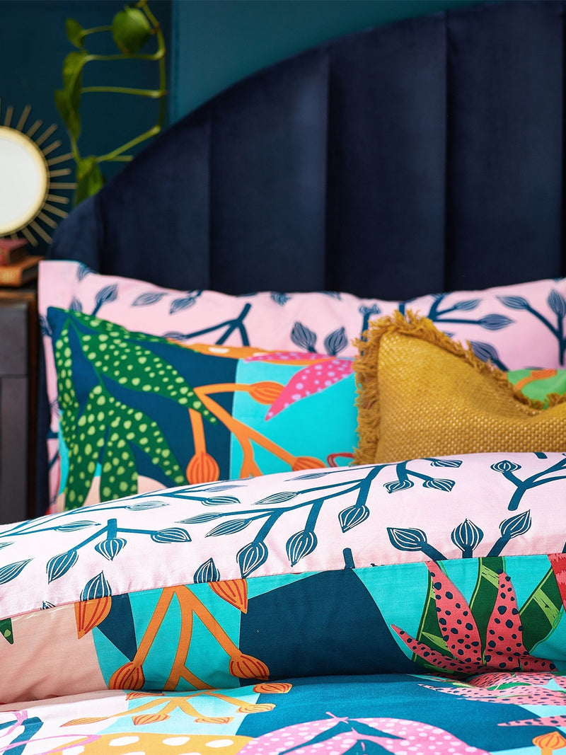 Furn Multicolour Coralina Reversible Tropical Duvet Cover And Pillowcase Set