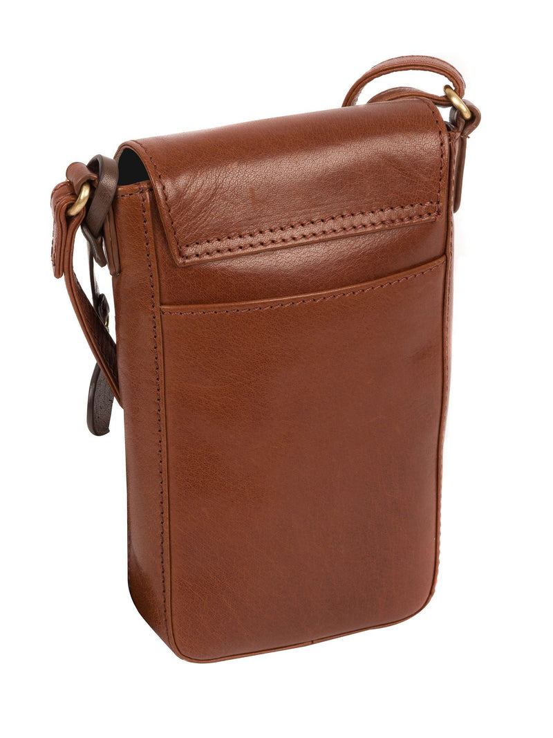 Conkca conker brown leather cross-body bag with gold fittings - British product