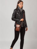 Conkca conker brown leather cross-body bag with gold fittings - British product