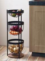 Next Bronx Black Fruit & Vegetable Storage Basket Stand 72x28x28cm- Buy online at McGrocer