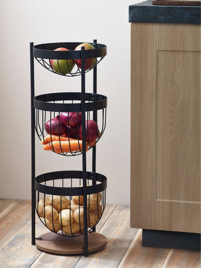 Next Bronx Black Fruit & Vegetable Storage Basket Stand 72x28x28cm- Buy online at McGrocer