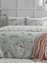 Catherine Lansfield Green Songbird Reversible Duvet Cover and Pillowcase Set