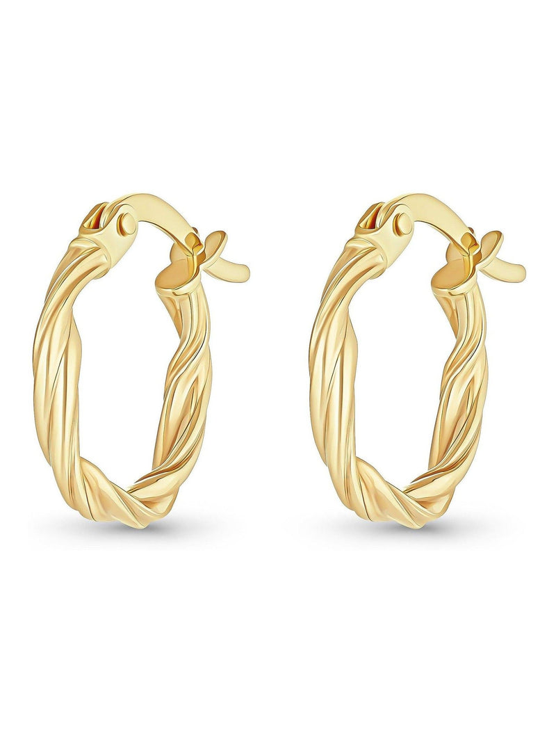 Beaverbrooks yellow gold 9ct twist hoop earrings 10mm - British product