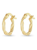 Beaverbrooks yellow gold 9ct twist hoop earrings 10mm - British product