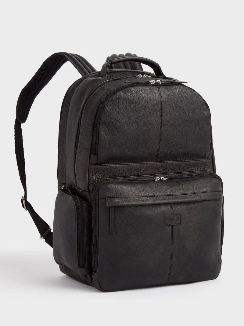 Osprey London Lockton black leather backpack, imported from the UK