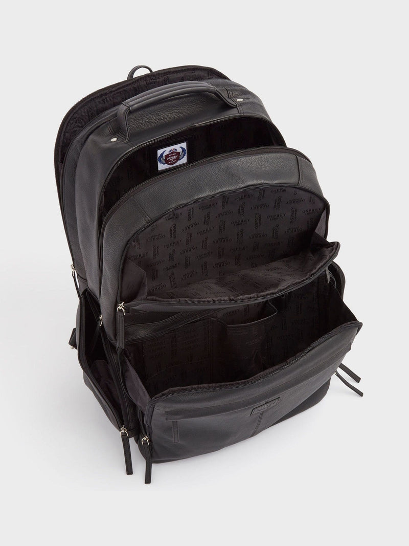 Osprey London Lockton black leather backpack, imported from the UK