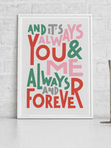 Next Sketchbook Design You and Me Always and Forever White A4 Framed Print- Buy online at McGrocer