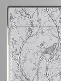 Roman blind in Carren Silver design with birds and branches, UK version